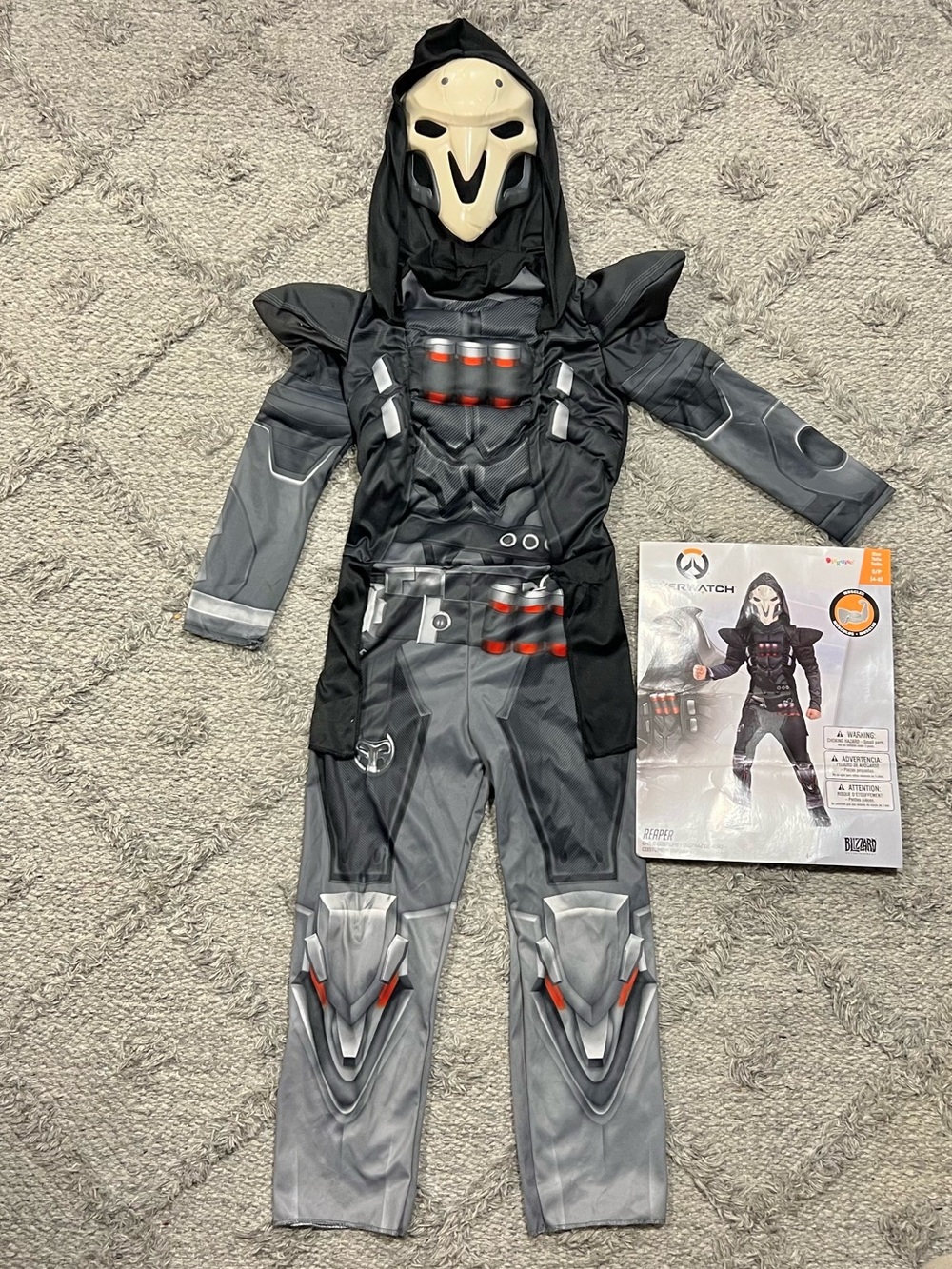 Overwatch Reaper Size SM 4-6YRS Kids Halloween Costume w/ Mask Complete Set EUC